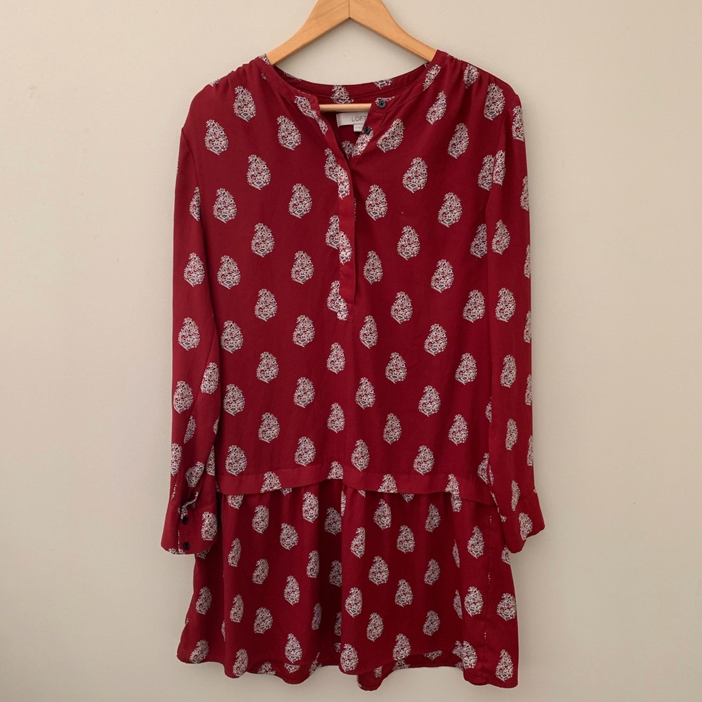 LOFT Women’s Drop Waist Paisley Dress Size Medium